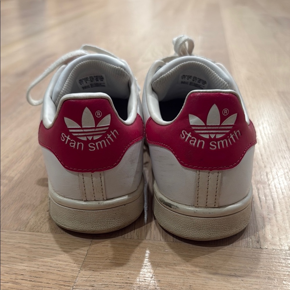 adidas Stan Smith White and Pink Athletic Shoes